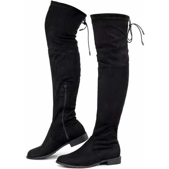 Women's Black-0.98 Inchs Polyurethane (PU) Over Knee High Warm Winter Long Boot - Picture 1 of 5